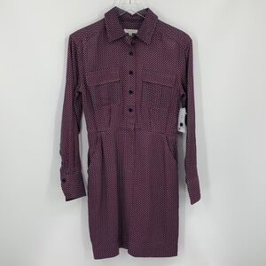 Equipment Femme Axelle shirt dress circle burgundy tawny port MISSING BELT new 2